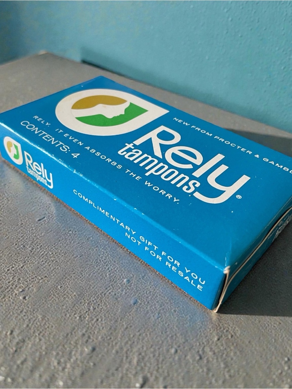 Box of Rely tampons from the 1970’s, recalled due to possibility of toxic shock